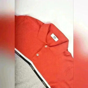 Vtg 2000s ICE ICEBERG Red Black Grey Logo Knit Hip Hop Polo Shirt Medium Romania